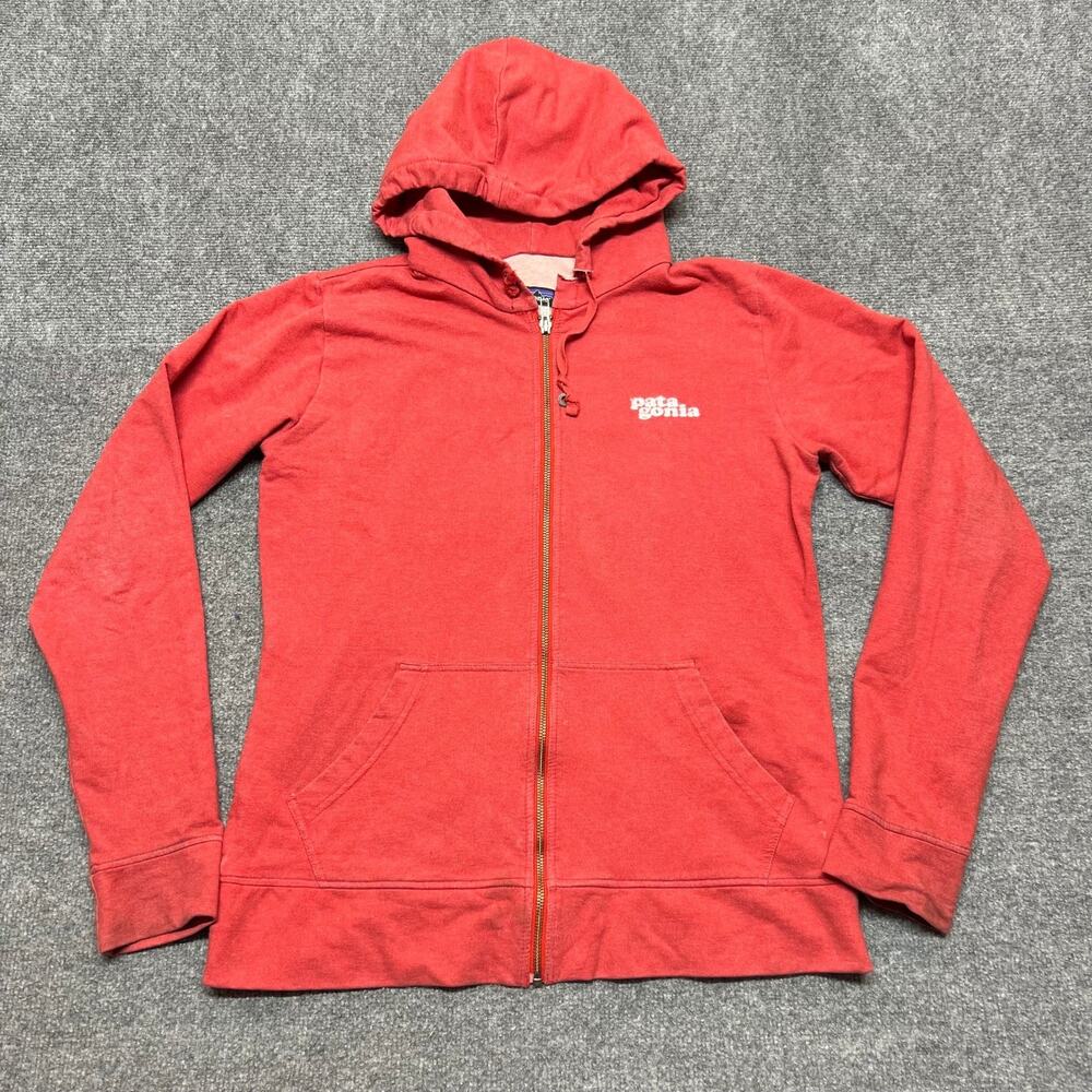 Patagonia Full Zip Hoodie Womens M Red Organic Cotton Hooded Jacket